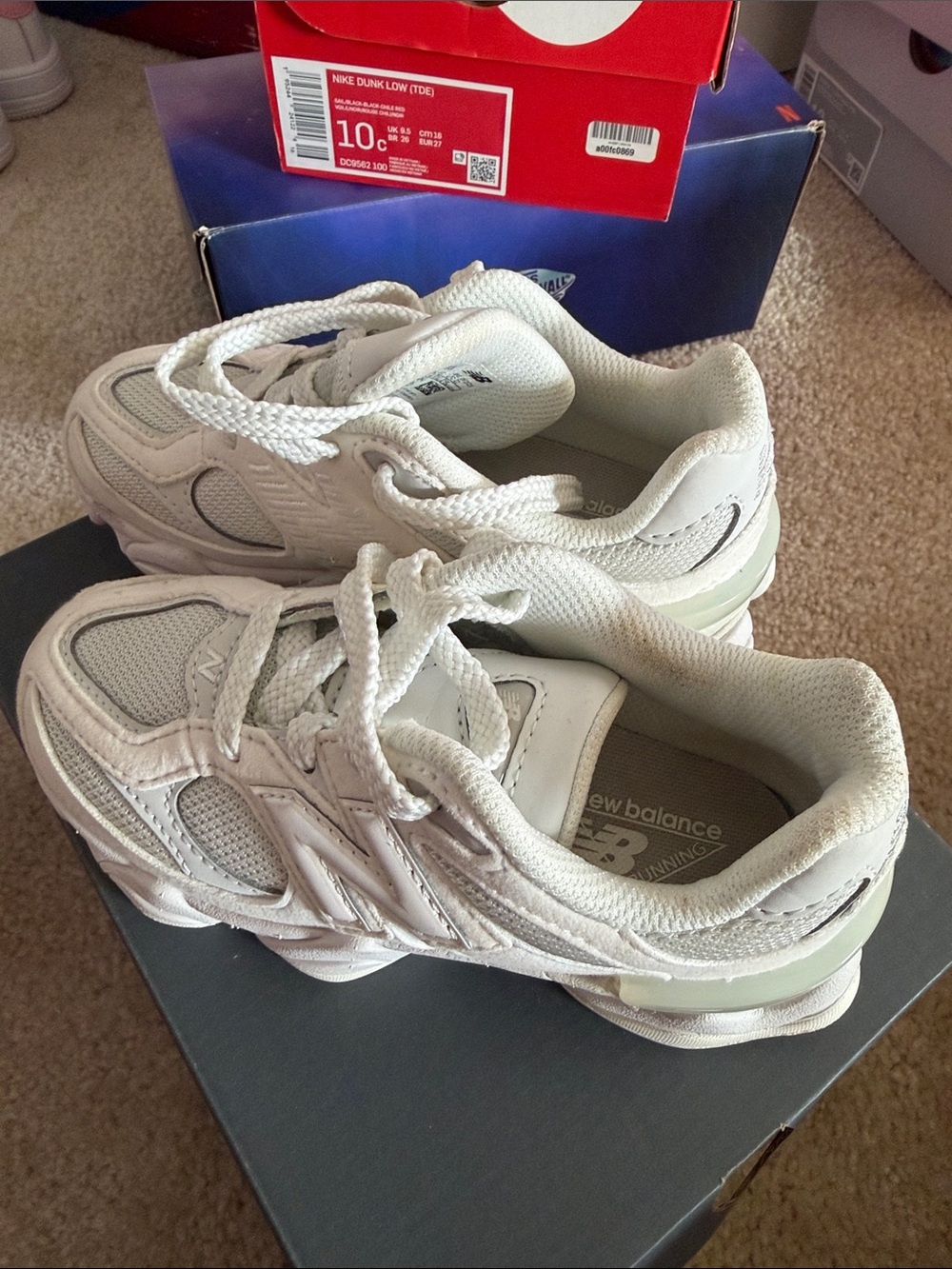 New Balance White and Light Gray Athletic Sneakers